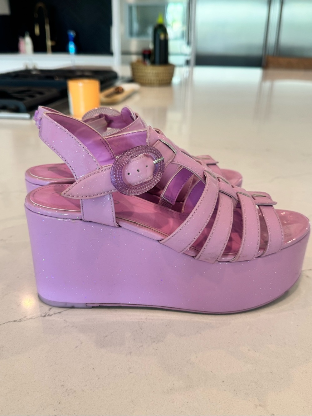 Circus by Sam Edelman Lavender Glitter Platform Wedge Sandals